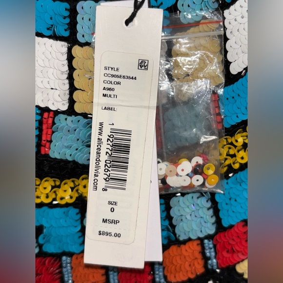 Alice + Olivia Multi Color Sequins Beaded Sz 0 Dress $895 Tracy Bendit NWT​ - Picture 8 of 8